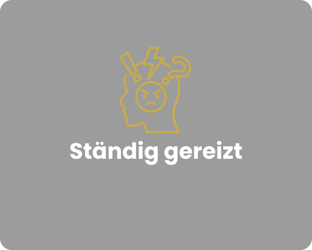 Frau ist ständig gereizt. Gesundheitscoaching hilft bei Stress, Hormonungleichgewicht und Reizbarkeit.